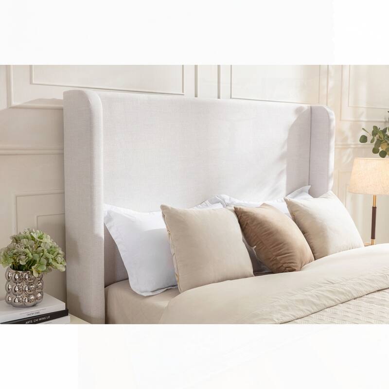 Upholstered Wingback Bed Without Wooden Slats Box Spring Required