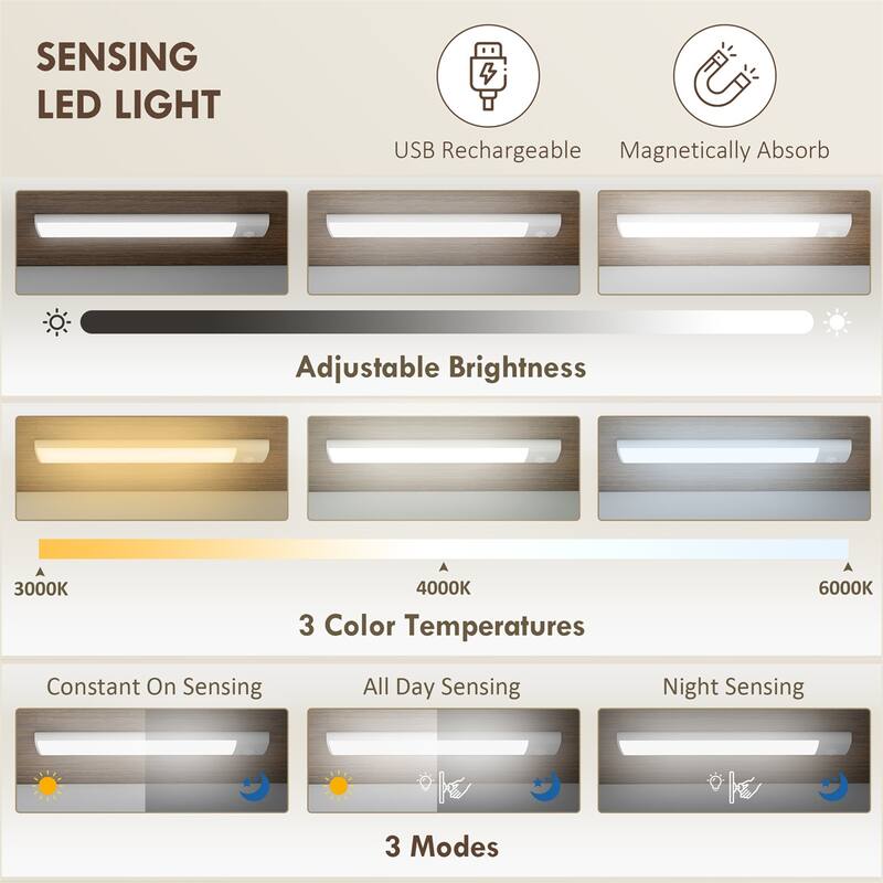 5-Tier White Kitchen Pantry Storage Cabinet with LED Sensor Light and Barn Door Design - 23.6" W x 15.7" D x 47.2" H