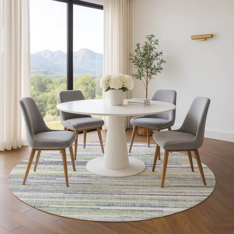 Premium Washable Super Soft Modern Stripe Mayfield Rug - Aloe - 8' x 8'