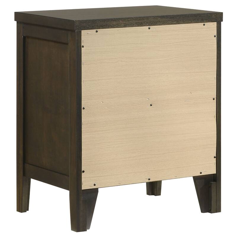 Dark Cocoa 2-Drawer Nightstand with Brushed Nickel Hardware, Deep Storage Drawers and Contemporary Style
