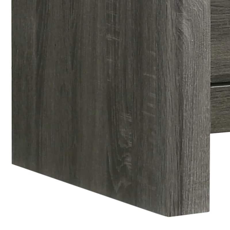 Velz Nightstand, 2 Drawers, Metal Finger Pull Handles, Dark Gray Wood