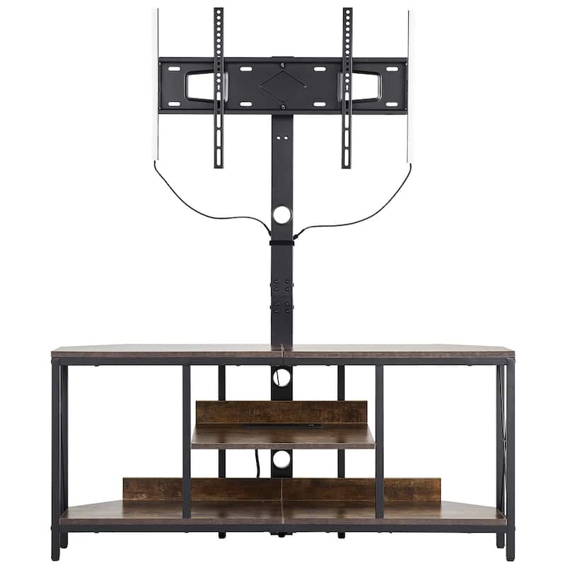 45 Inch TV Stand with Power Outlet, LED Lights, Adjustable Mount and Storage for TV - 45.3 x 13.8 x 20.5 in