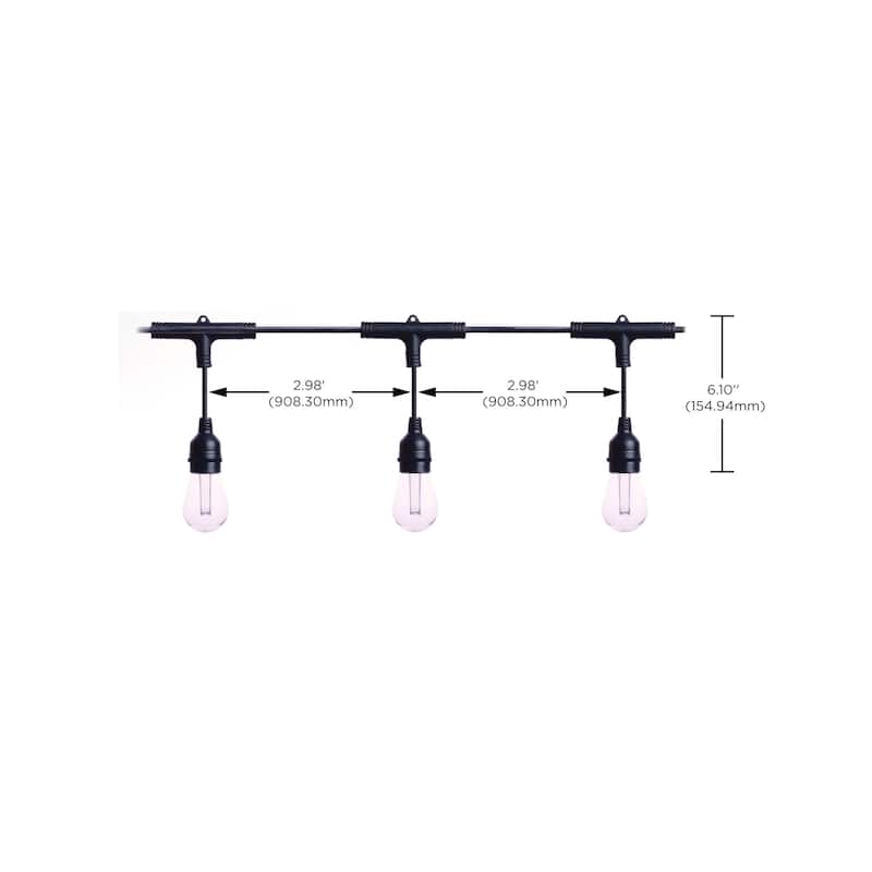 Starfish 48 Foot LED String Light 15-S14 Lamps IOT RGBTW Black 120 Volt