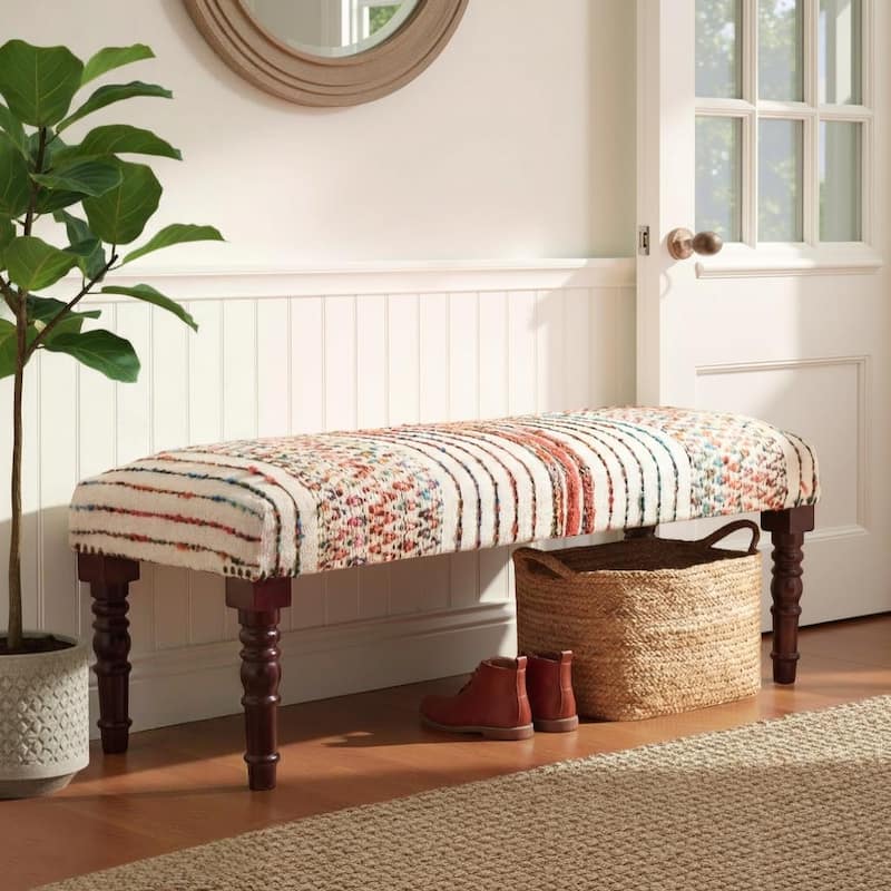Presidio 47" Upholstered Entryway Bench by Sevita - 47" L x 16" W x 18" H - White/Multi