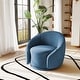 preview thumbnail 5 of 70, 35" Wide Velvet/ Boucle Swivel Barrel Accent Chair Blue-Velvet