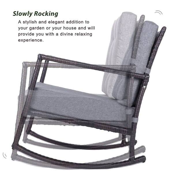 Merax Outdoor Rattan Rocking Chair With Cushion Set Of 2 Overstock 31095492
