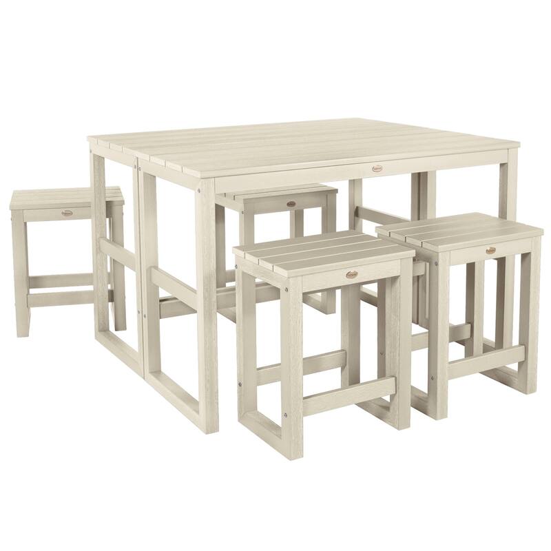 HIGHWOOD Monroe Modern Counter Height Balcony Stool/Table 6-Piece Set - N/A - Whitewash