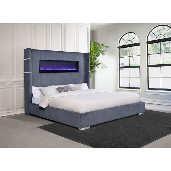 Tisdall 67-inch Upholstered Fireplace Bed