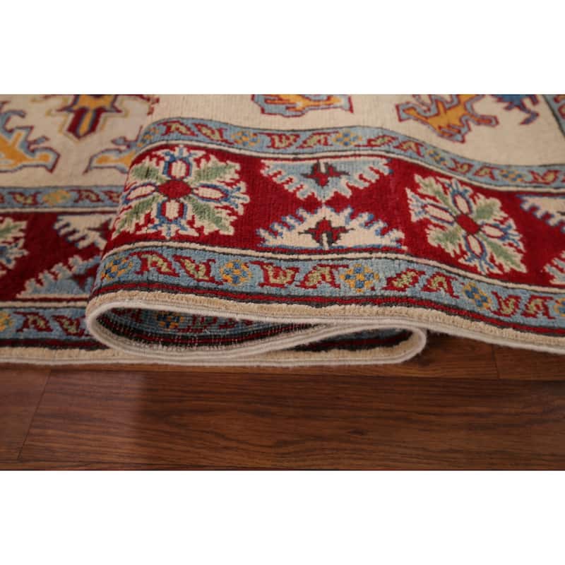 Geometric Kazak Oriental Foyer Area Rug Handmade Wool Carpet - 4'0" x 6'8"