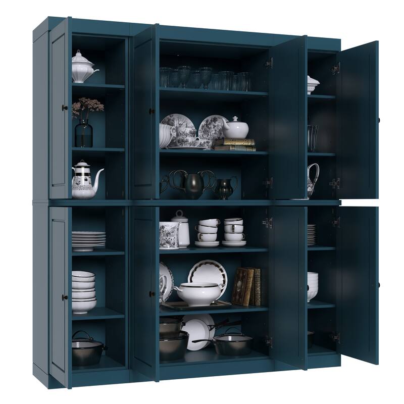 Palace Imports 100% Solid Wood Pantry Cabinet, Raised Panel Doors, Adjustable Shelves, 65" Wide, 71.5" Tall - 65" x 71.5"
