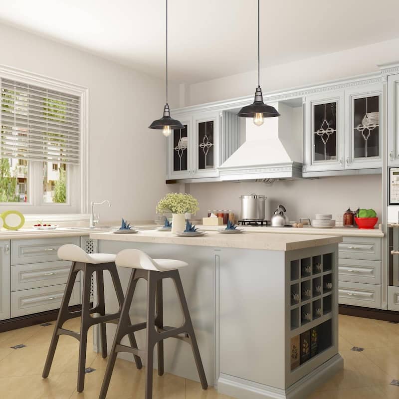 Farmhouse 1-Light Rustic Barn Pot Industrial Pendant Lights for Kitchen Island