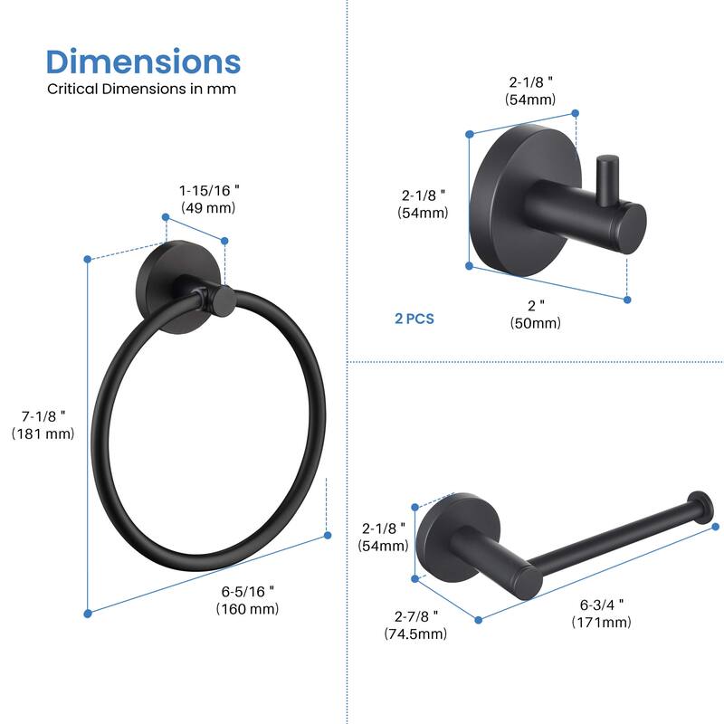 Circular 4-Piece Bathroom Hardware Set