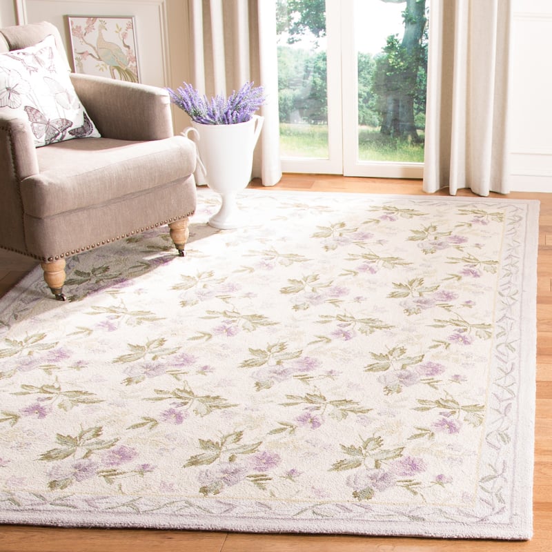 SAFAVIEH Handmade Chelsea Gunna French Country Wool Rug - 3'9" x 5'9" - Ivory