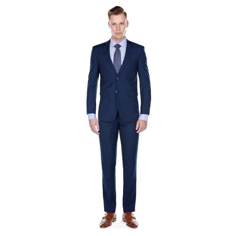 Braveman Men's Formal Two Piece 2-Piece Slim Fit Cut Suit Set - Indigo - 54L