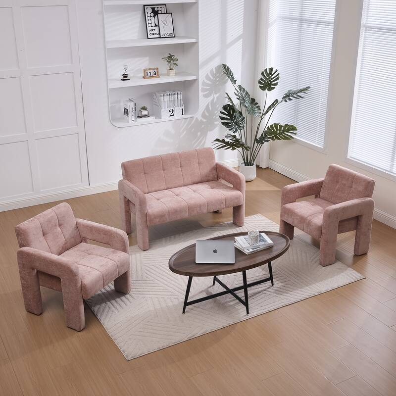 Nordic Modern Double Armchair Compact Upholstered Sofa Leisure Sofa Comfortable Seating with Dual Armrests Can be paired