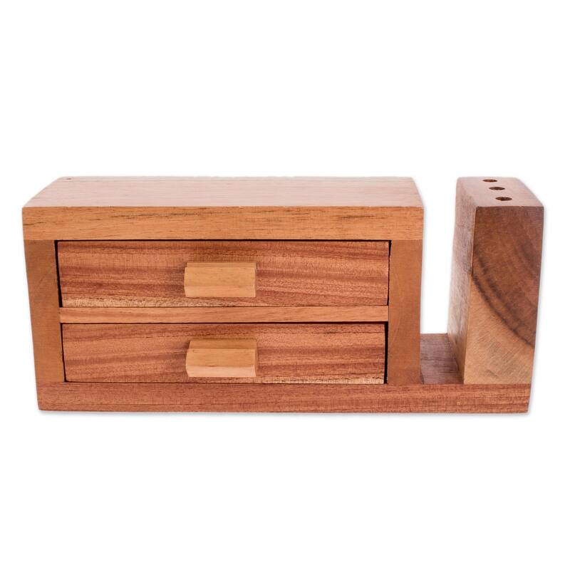Novica Handmade Order And Harmony Wood Desk Organizer