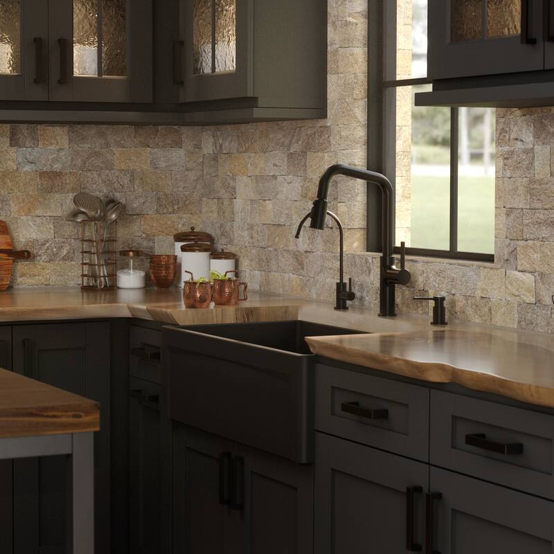 Karran FCP33SB 33" Single Bowl Panel Front Farmhouse Fireclay Kitchen Sink with Reversible Apron Front