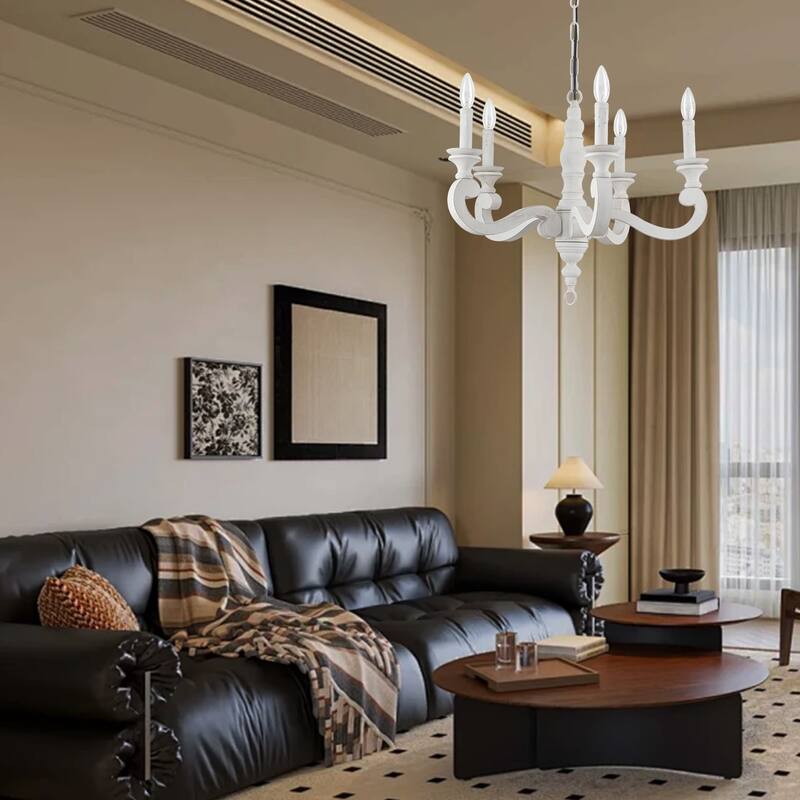 5 - Light Candle Style French Country Antique Chandelier