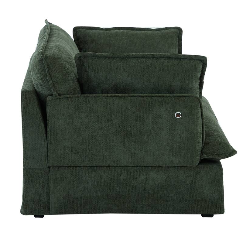 Roomfitters 47.2" Oversized Accent Chair, Chenille Armchair with Deep Wide Seat, Throw Pillows, Modern Lounge Sofa