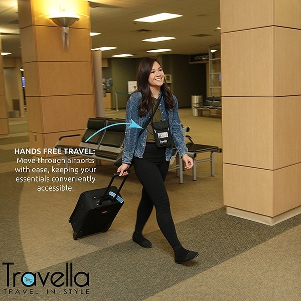 4 Colors RFID Travel Wallet Neck Strap Passport Holder Free Your Hand Black