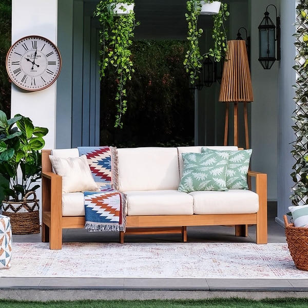 Logan Indonesian Teak Patio Sofa with Sunbrella Cushion On Sale