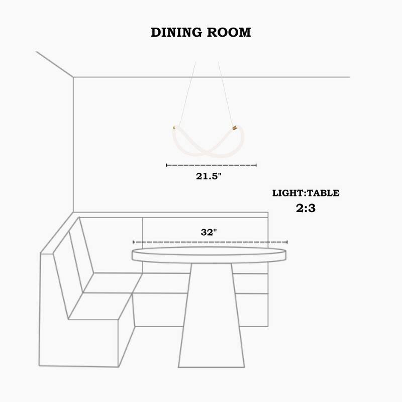 21.5 " Modern Integrated LED Chandelier White Gold Pendant Light for Dining Room