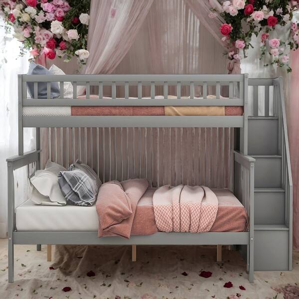 slide 2 of 11, Modern Twin Over Full Bunk Bed With Storage,s for Bedroom