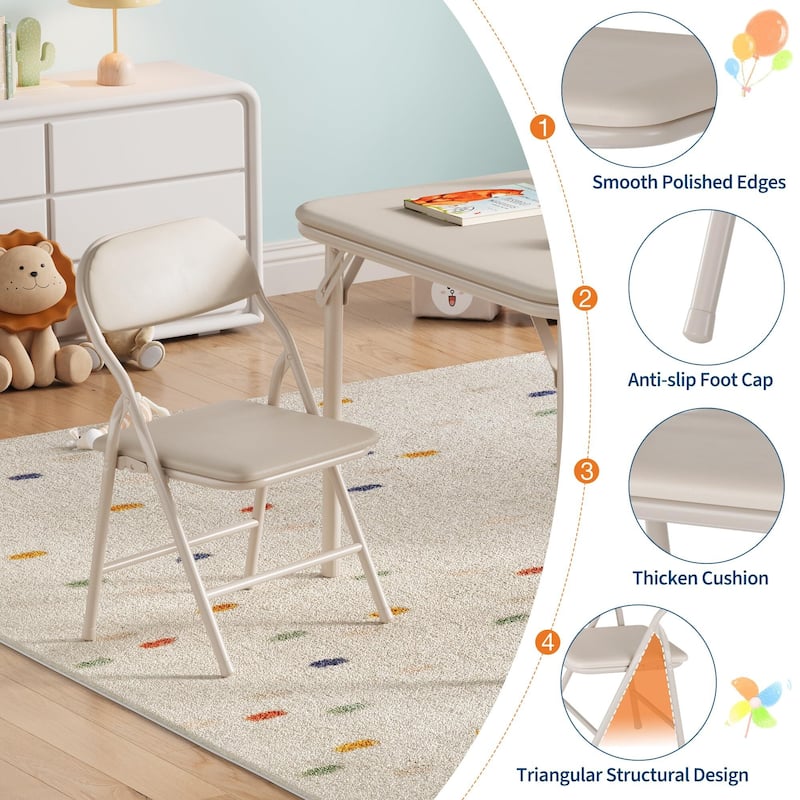 3/5-Piece Kids Folding Table and Chairs Set, Toddlers Children's Activity Table and Chairs Set