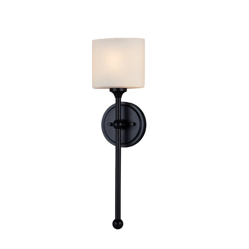 Justice Design Group Sequoia ADA 1-Light Wall Sconce with Opal Glass Shade - Matte Black