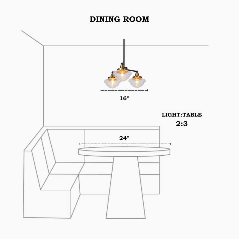 Mid-Century Modern 3/5-Light Black Gold Wheel Chandelier Seeded Glass Pendant Light for Dining Room