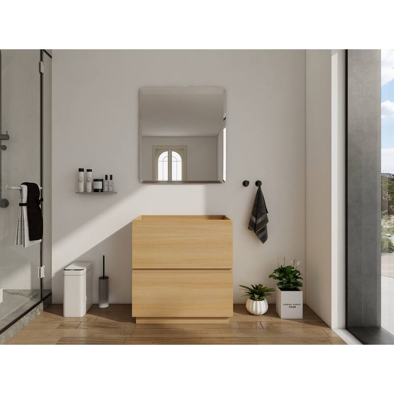 GDFStudio - Geneva Modern Wall-Mounted Bathroom Vanity Set with 2 Soft Close Drawers, Sink NOT INCLUDED