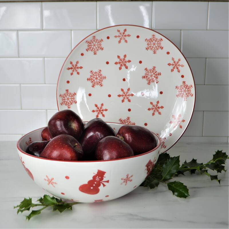 Euro Ceramica Winterfest 11' Round Serving Bowl