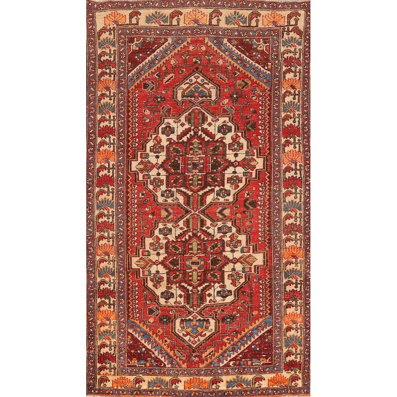 Hand Knotted Oriental 100% Wool Carpet Traditional Geometric Red Bakhtiari Area Rug - 9' 6'' X 5' 0''