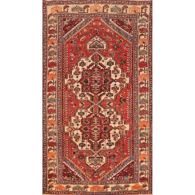 Hand Knotted Oriental 100% Wool Carpet Traditional Geometric Red Bakhtiari Area Rug - 9' 6'' X 5' 0''