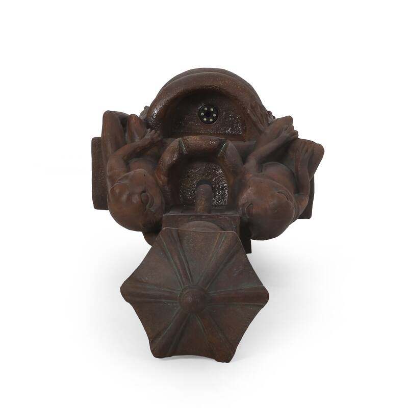 37.25" High Elaine Sapos Fountain, Rustic Multi-Brown, Hand Crafted Resistant Floor Fountain with Light