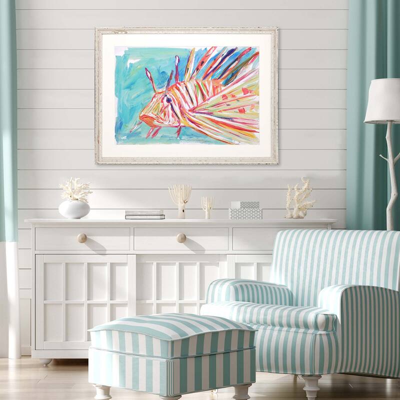 Colorful Fish Framed Art Giclee Under Glass - Blue