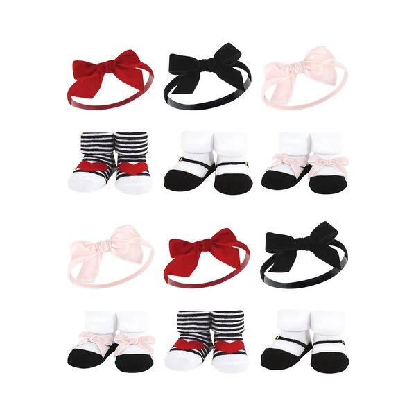 slide 1 of 1, Hudson Baby Infant Girl 12Pc Headband and Socks Giftset, Red Pink, One Size - Red Pink Red Pink - One Size