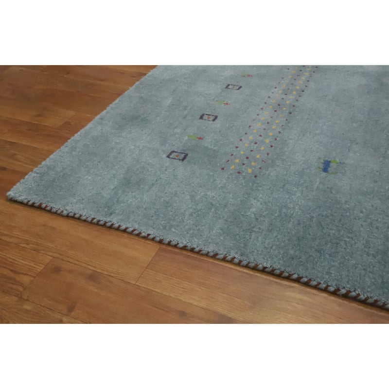 Hand Knotted Oriental 100% Wool Carpet Tribal Tribal Navy Blue & Blues Gabbeh Area Rug - 9' 10'' X 8' 0''