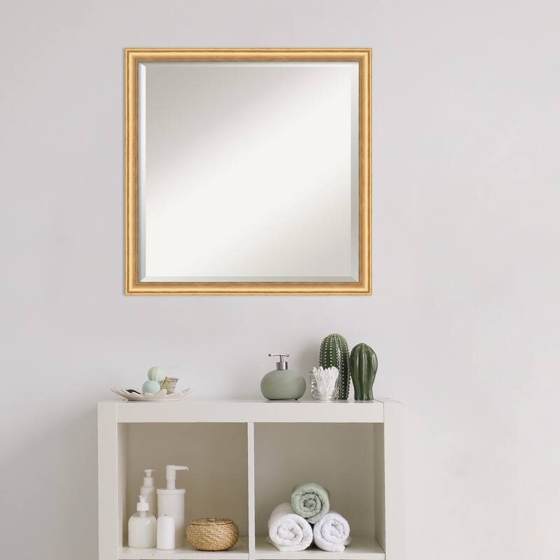 Salon Scoop Beveled Wood Framed Bathroom Vanity Wall Mirror