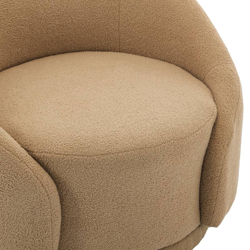 35" Wide Velvet/ Boucle Swivel Barrel Accent Chair