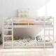 preview thumbnail 2 of 18, Full Over Full Bunk Bed with Ladder and Guardrails, Solid Wood Frame, No Box Spring Required White