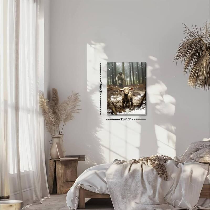 Jesus and Lamb Christian Wall Art, Jesus Saves the Lost Lamb Canvas