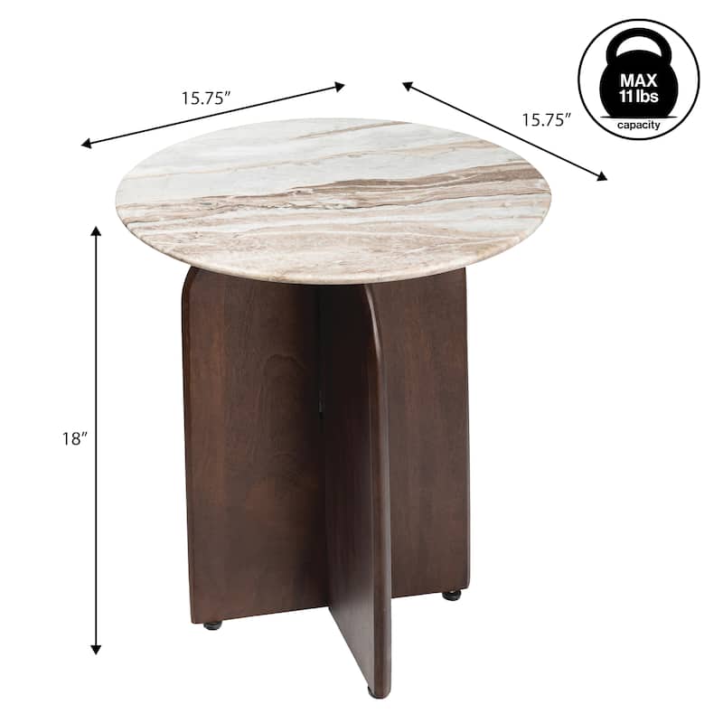 Naomi 18" Marble/Wood X-Base Accent Table - 15.75L x 15.75W x 18H