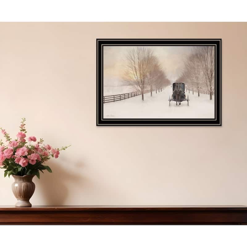 HomeRoots Snowy Amish Lane Black Framed Wall Art - 20' X '14' X '1