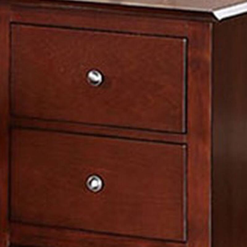 Brown 2 Drawer 22 in. W Nightstand with Sturdy Drawer Pulls