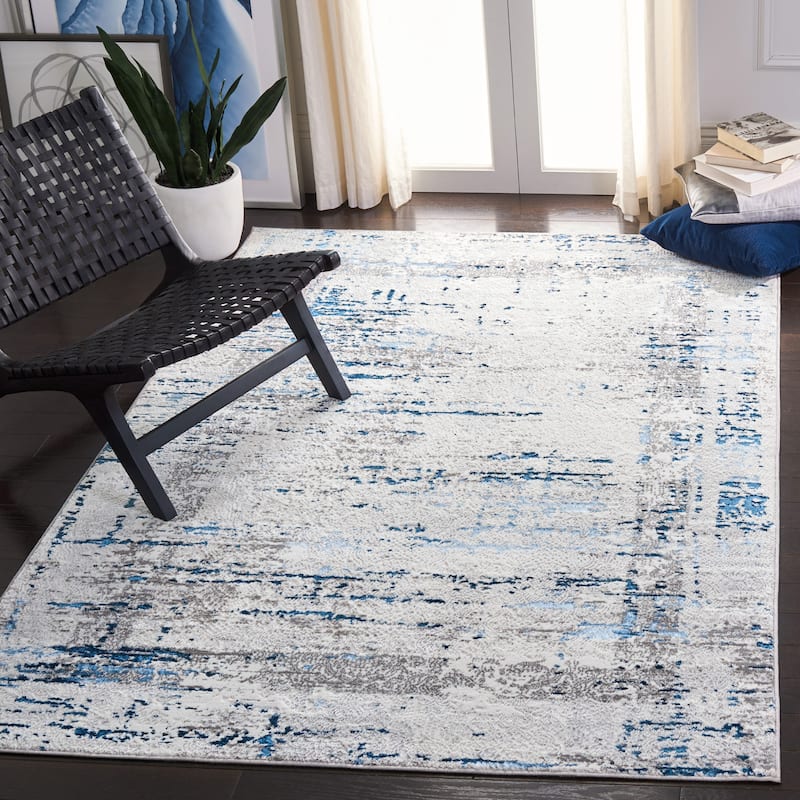 SAFAVIEH Amelia Afaf Abstract Distressed Rug - 5'5" x 7'7" - Grey/Blue