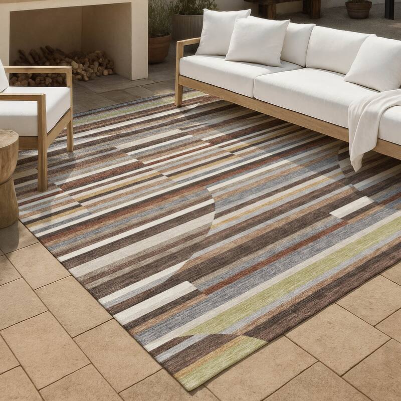 Machine Washable Indoor/ Outdoor Modern Cokedale Chantille Rug - Fudge - 2'6" x 3'10"