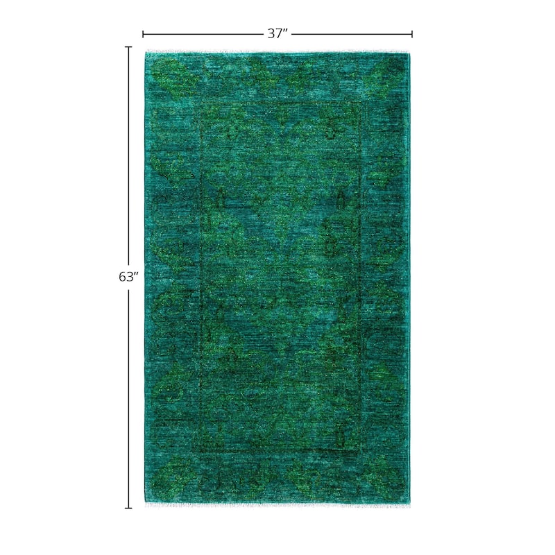 Contemporary Overdyed Wool Hand Knotted Area Rug - 3' 1" x 5' 3"