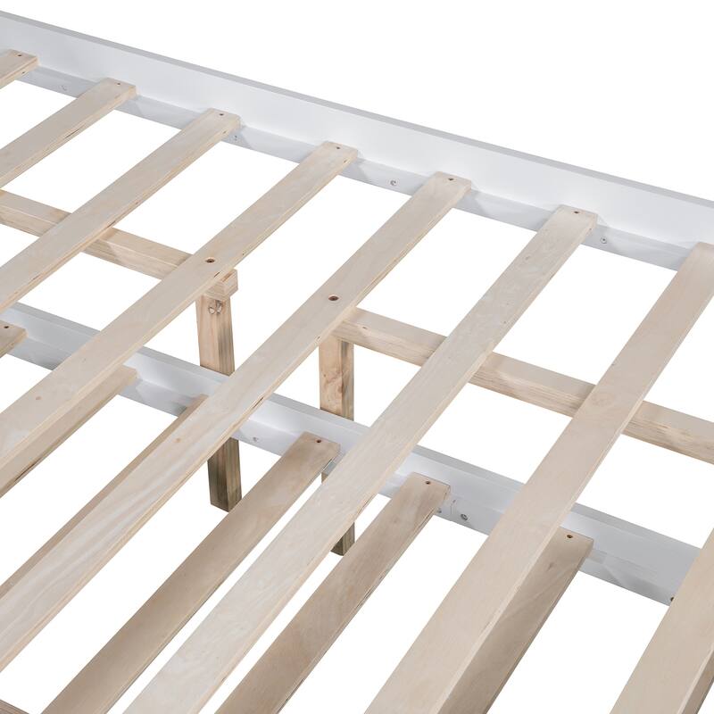 Full Size Wooden LED Platform Bed with Trundle, with Storage Headboard, with Drawers