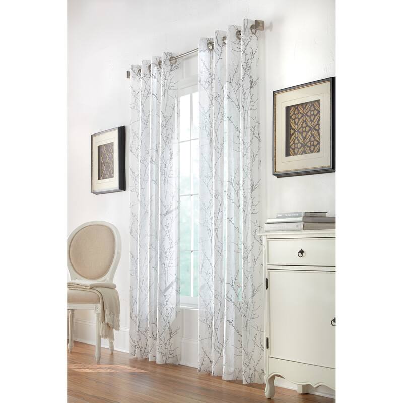Liberty Printed Faux Linen Grommet Curtain Panel by Habitat - 52" x 108" - White